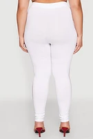 Womens Plus Size Laser Cut Side Leggings, White, Size 2X-3X