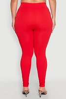 Womens Plus Size Laser Cut Side Leggings, Red, Size 2X-3X