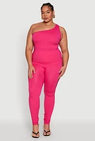 Womens Plus Laser Cut Side Leggings,