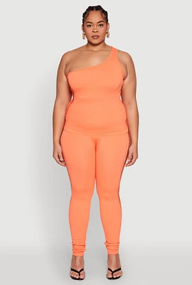 Womens Plus Laser Cut Side Leggings,