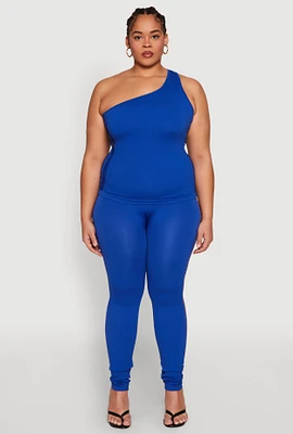 Womens Plus Size Laser Cut Side Leggings, Blue, Size 1X-2X