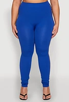 Womens Plus Size Laser Cut Side Leggings, Blue, Size 1X-2X