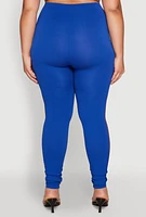 Womens Plus Size Laser Cut Side Leggings, Blue, Size 1X-2X