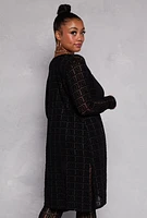 Womens Plus Velvet Burnout Greek Key Duster, 3X