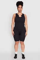 Womens Plus Seamless Ribbed Notch Neck Tank Top,