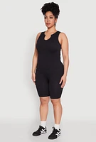 Womens Plus Seamless Ribbed Notch Neck Tank Top,