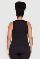 Womens Plus Seamless Ribbed Notch Neck Tank Top,