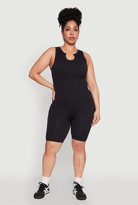 Womens Plus Seamless Rib Knit Biker Shorts, 2X-3X