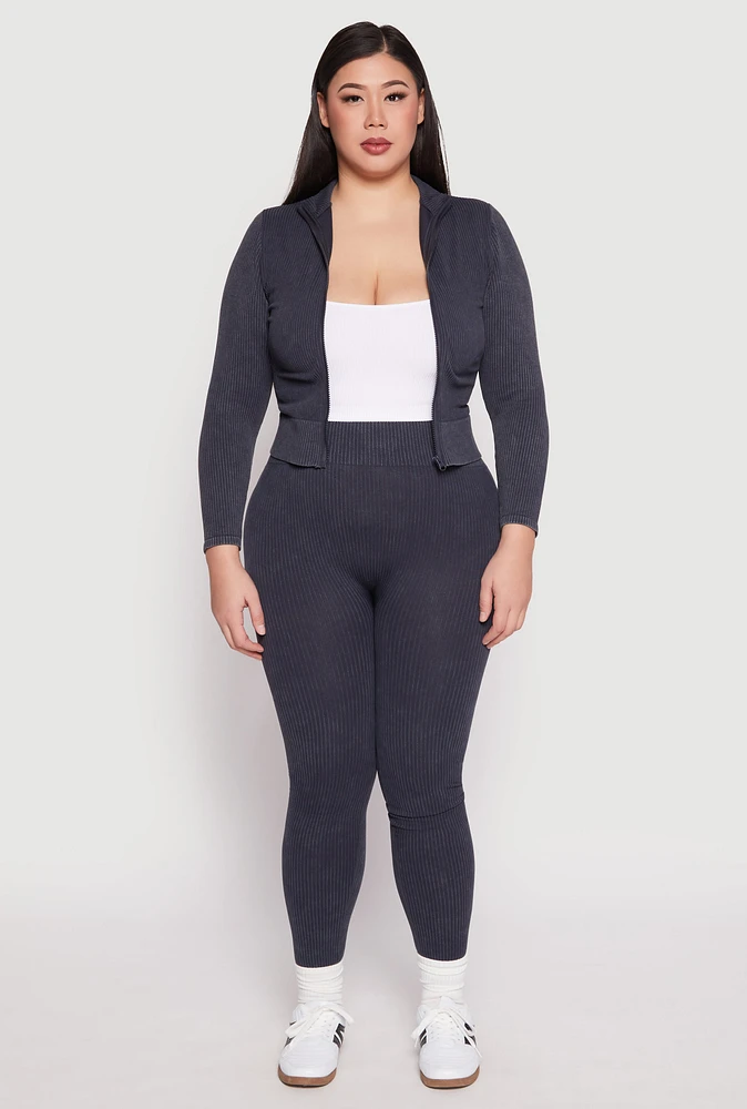 Womens Plus Seamless Acid Wash High Waist Leggings, 2X-3X