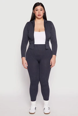 Womens Plus Seamless Acid Wash High Waist Leggings, 2X-3X