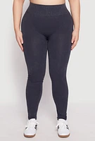 Womens Plus Seamless Acid Wash High Waist Leggings, 2X-3X