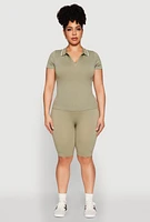 Womens Plus Contrast Trim Polo Shirt,