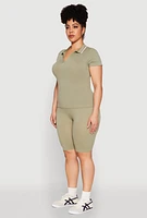 Womens Plus Contrast Trim Polo Shirt,