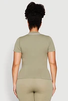 Womens Plus Contrast Trim Polo Shirt,