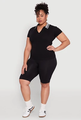 Womens Plus High Waisted Biker Shorts,