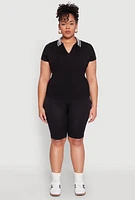 Womens Plus High Waisted Biker Shorts,