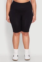 Womens Plus High Waisted Biker Shorts,