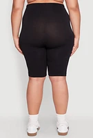 Womens Plus High Waisted Biker Shorts,