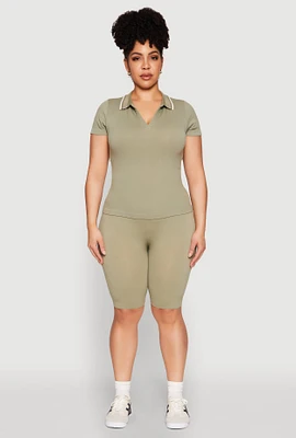 Womens Plus High Waisted Biker Shorts,