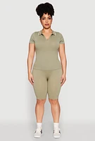 Womens Plus High Waisted Biker Shorts, 1X-2X