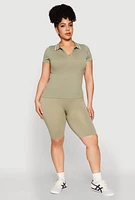Womens Plus High Waisted Biker Shorts, 1X-2X