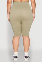 Womens Plus High Waisted Biker Shorts, 1X-2X