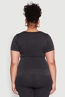 Womens Plus Size Mineral Wash Scoop Neck Tee, Grey, Size 2X-3X