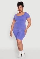 Womens Plus Mineral Wash Scoop Neck Tee,