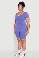 Womens Plus Mineral Wash Scoop Neck Tee,