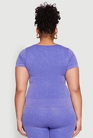 Womens Plus Mineral Wash Scoop Neck Tee,
