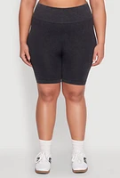Womens Plus Mineral Wash Biker Shorts,