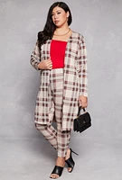 Womens Plus Size Plaid Side Slit Duster, Multi, Size 2X