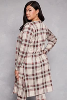 Womens Plus Size Plaid Side Slit Duster, Multi, Size 2X