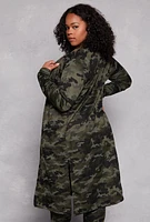 Womens Plus Size Camo Print Duster, Green, Size 1X