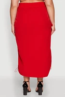 Womens Plus Size Nylon Toggle Drawstring Maxi Skirt, Red, Size 2X