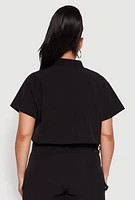 Womens Plus Nylon Utility Zip Front Top, 3X