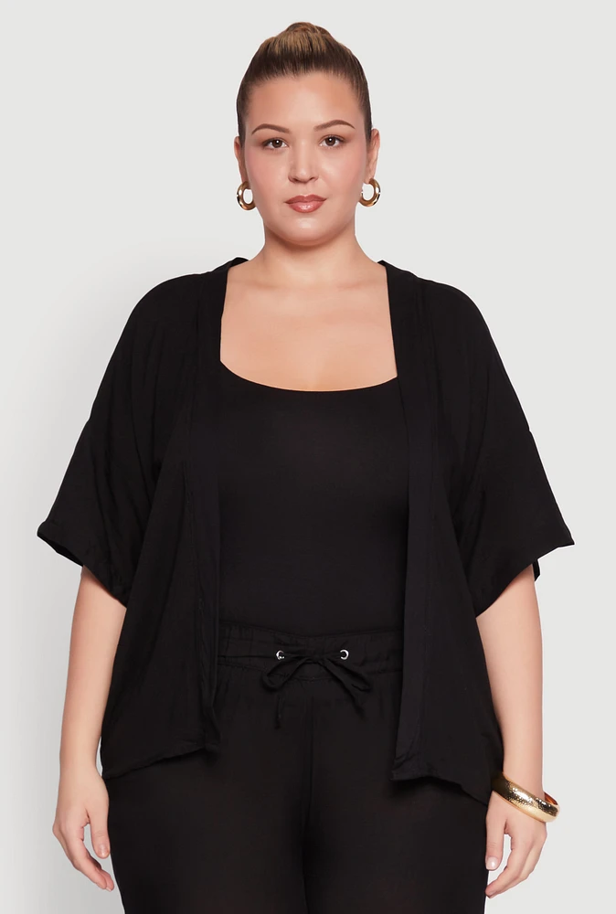 Womens Plus Size Kimono, Black, Size 2X