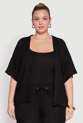 Womens Plus Size Kimono, Black, Size 2X