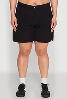 Womens Plus High Waisted Cargo Pocket Shorts, 2X