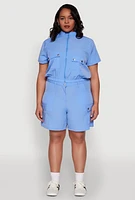 Womens Plus High Waisted Cargo Pocket Shorts, 3X