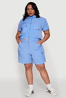 Womens Plus High Waisted Cargo Pocket Shorts, 3X