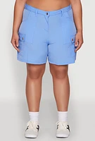 Womens Plus High Waisted Cargo Pocket Shorts, 3X