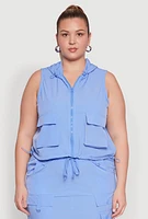 Womens Plus Cargo Pocket Windbreaker Vest, 1X