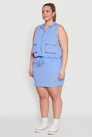 Womens Plus Cargo Pocket Windbreaker Vest, 1X