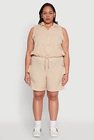 Womens Plus Zip Front Sleeveless Windbreaker Vest,