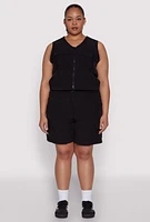 Womens Plus Nylon Utility Zip Front Vest,