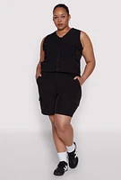 Womens Plus Nylon Utility Zip Front Vest,