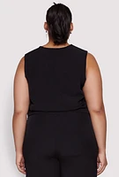 Womens Plus Size Nylon Utility Zip Front Vest, Black, Size 1X
