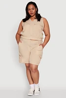 Womens Plus Nylon Utility Zip Front Vest,