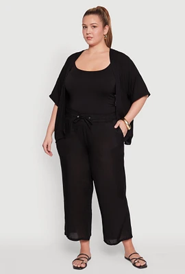 Womens Plus Drawstring Palazzo Pants,